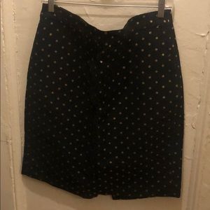 Black and gold polka dot pencil skirt